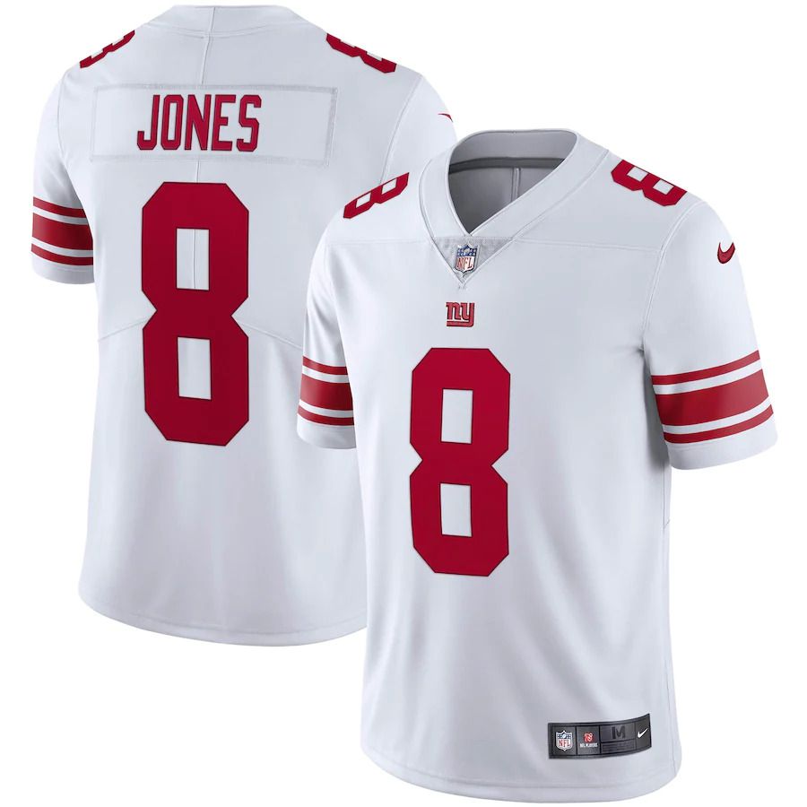 Men New York Giants #8 Daniel Jones Nike White Vapor Limited NFL Jersey
